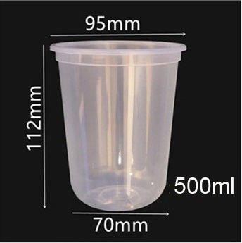 Las tazas plásticas disponibles para llevar claras espesaron 95 el calibre en forma de "U" 500ml con las tapas