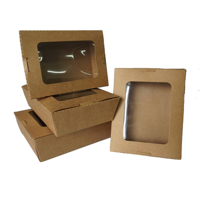 Caja de papel de encargo de Logo Food Container Box Disposable Kraft con la ventana