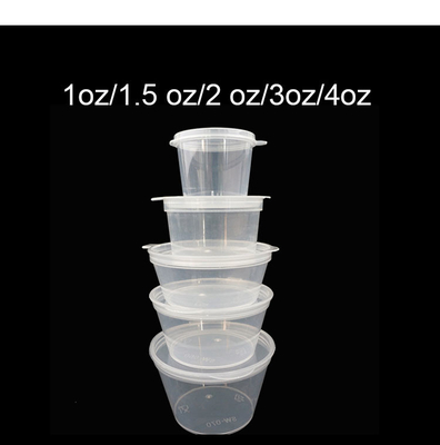 taza de salsa combinada disponible para llevar del envase plástico de los PP de 1.5Oz que condimenta con la tapa