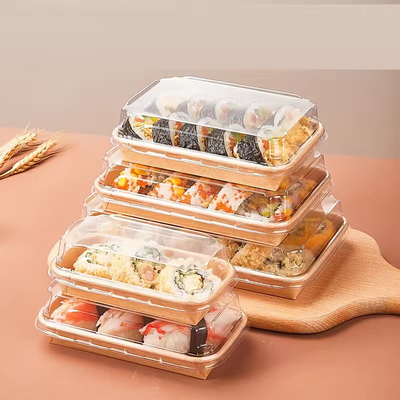 bandeja de sushi degradable contenedor de papel reciclable de sushi con tapa contenedor de pastel