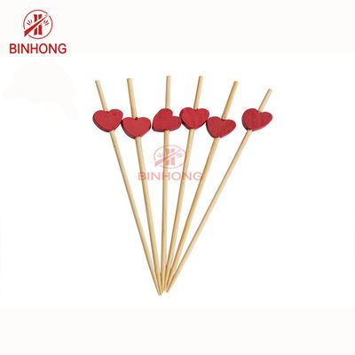 Selecciones coloridas de la comida del bambú de la cabeza el 18cm del corazón para la fruta