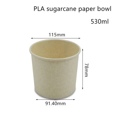 Envase para llevar de papel del cuenco de sopa de la caña de azúcar abonable del PLA