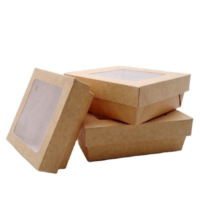 Caja de empaquetado para llevar de los alimentos de preparación rápida de Kraft con la ventana clara