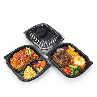 El plástico Microwavable del compartimiento de la preparación 2 de la comida se lleva la caja con la tapa