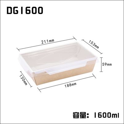 Cajas para llevar 900ml de Kraft de la ensalada disponible de la comida con las tapas del animal doméstico