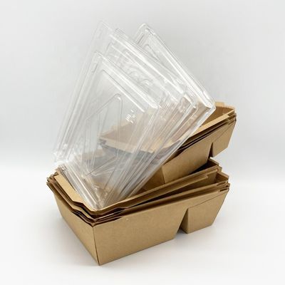 Envases para llevar disponibles de papel del arte con la cubierta plástica transparente