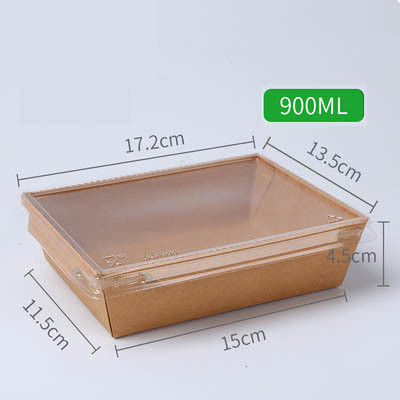 Envase de comida disponible de papel rectangular de Kraft de la tapa del ANIMAL DOMÉSTICO de la ensalada con la tapa