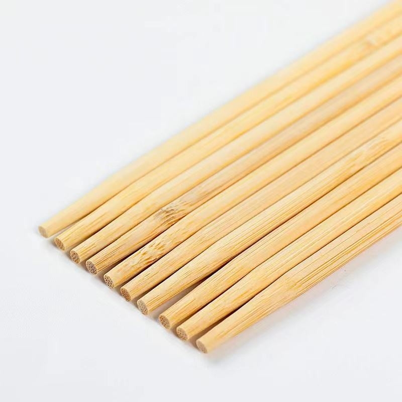 Japonés desechable personalizado de bambú Redondo palillos, envoltorio, palillos de bambú desnudos