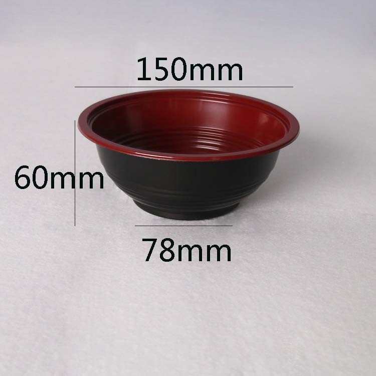 Cuenco plástico disponible de los tallarines del envase rojo y negro de la sopa de fideos
