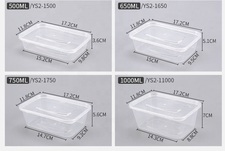 Plástico disponible libre apilable del envase de comida de BPA Microwavable con la tapa