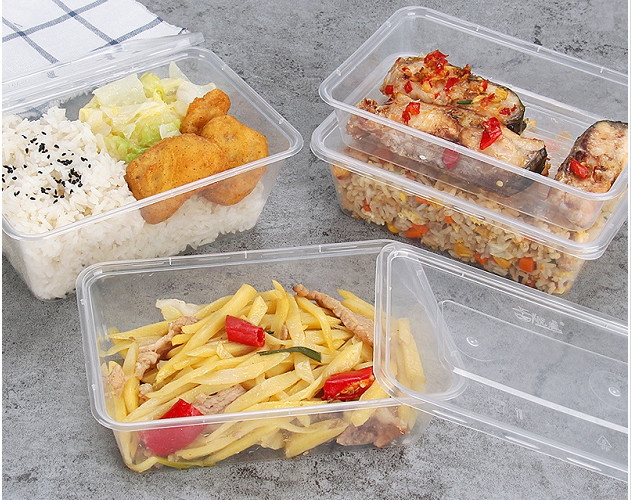 Plástico disponible libre apilable del envase de comida de BPA Microwavable con la tapa
