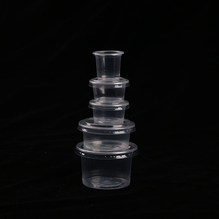 Escape negro disponible del ODM del OEM de la taza clara plástica de la salsa resistente para el soplo de la salsa picante