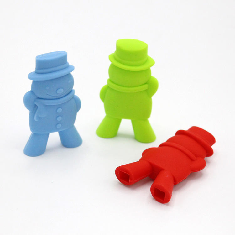 Cubiertos con forma de muñeco de nieve de dibujos animados, soporte para palillos de silicona, cabeza de palillos para niños