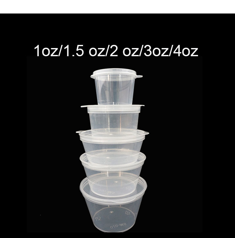 taza de salsa combinada disponible para llevar del envase plástico de los PP de 1.5Oz que condimenta con la tapa