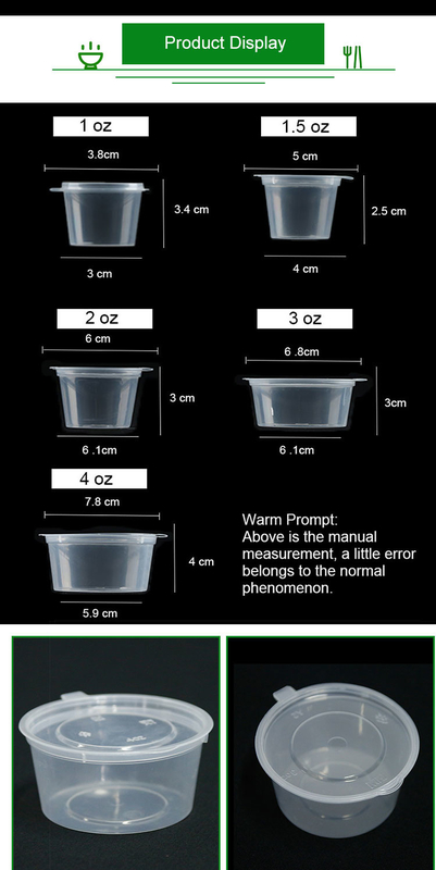 taza de salsa combinada disponible para llevar del envase plástico de los PP de 1.5Oz que condimenta con la tapa