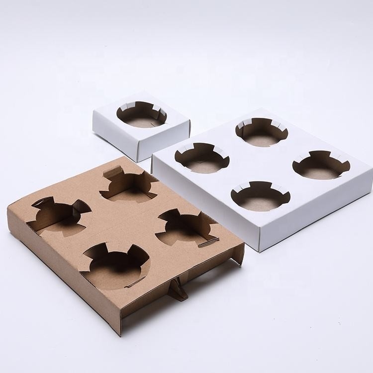 Paquete de 2 tazas desechables Bandeja portavasos Kraft para todo tipo de bebidas para llevar