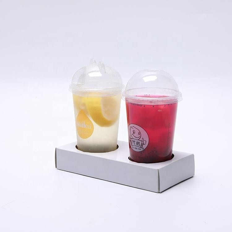 Paquete de 2 tazas desechables Bandeja portavasos Kraft para todo tipo de bebidas para llevar