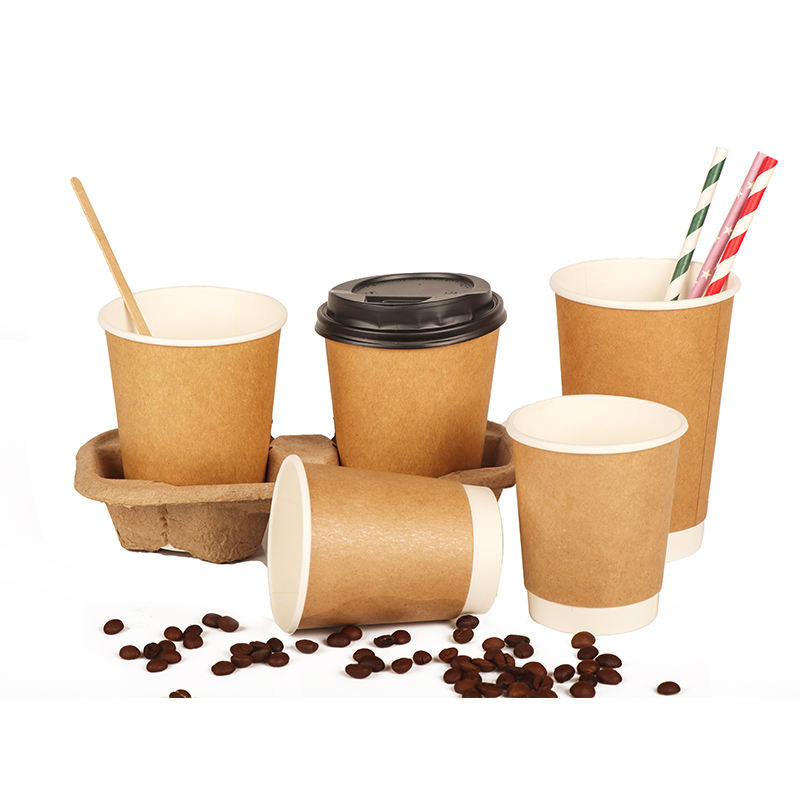 taza de un sólo recinto disponible de papel de 3-22oz Kraft para el café y las bebidas calientes