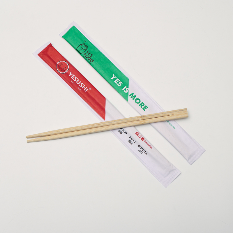 Paquete de manga de papel Bambú y papel de madera Impreso palillos gemelos redondos Tensoge