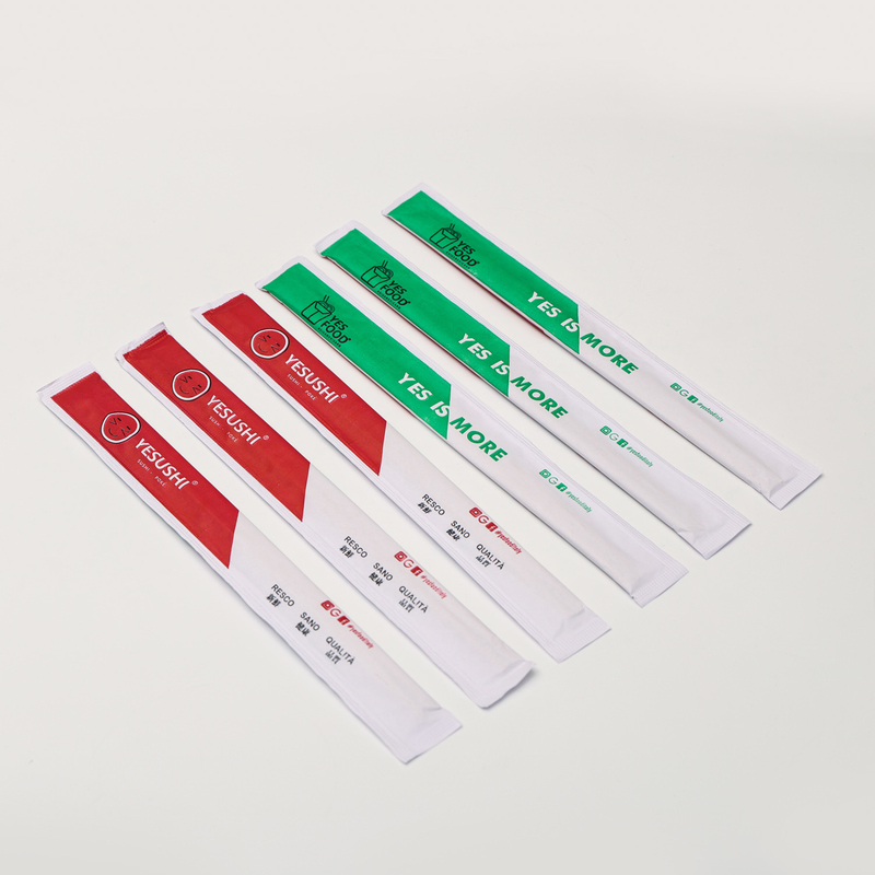 Paquete de manga de papel Bambú y papel de madera Impreso palillos gemelos redondos Tensoge