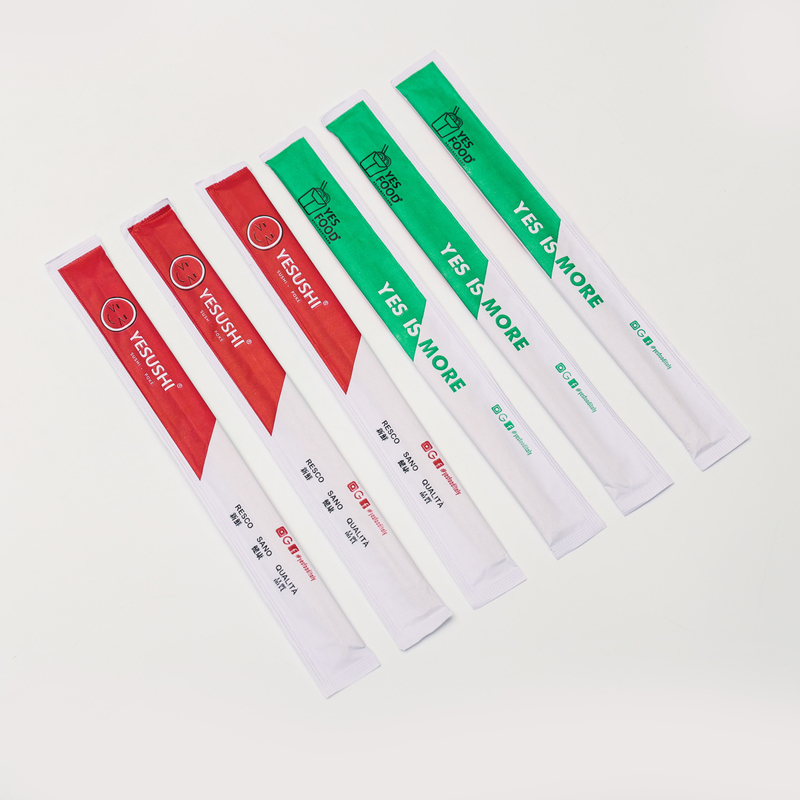 Paquete de manga de papel Bambú y papel de madera Impreso palillos gemelos redondos Tensoge