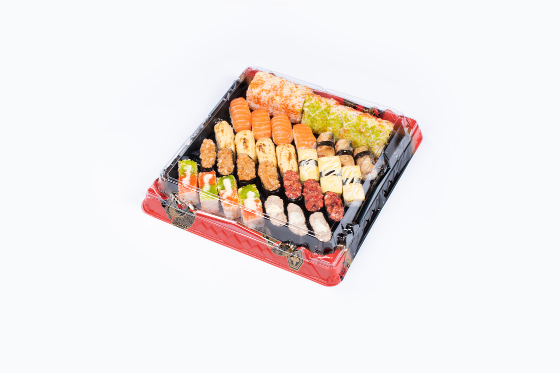 Cajas de panadería transparentes de sushi bandejas de buffet bandejas de golosinas con tapas transparentes bandejas desechables