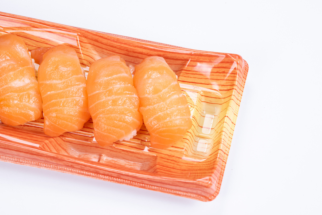 Cajas desechables de sushi con tapas Contenedor de plástico transparente