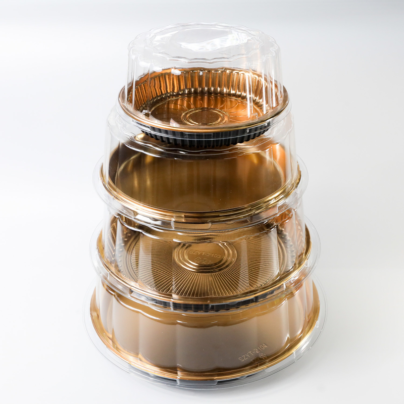 Caja de sushi de plástico PE al por mayor con tapa ，caja de pastel，contenedor de plástico redondo