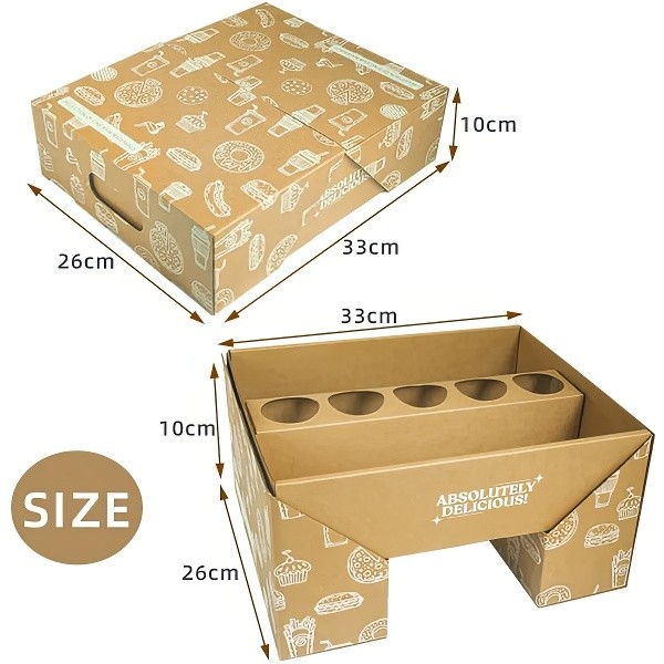 Caja de comida desechable de papel Kraft,caja de picnic ; Caja para llevar para el restaurante, caja de comida rápida