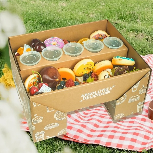 Caja de comida desechable de papel Kraft,caja de picnic ; Caja para llevar para el restaurante, caja de comida rápida