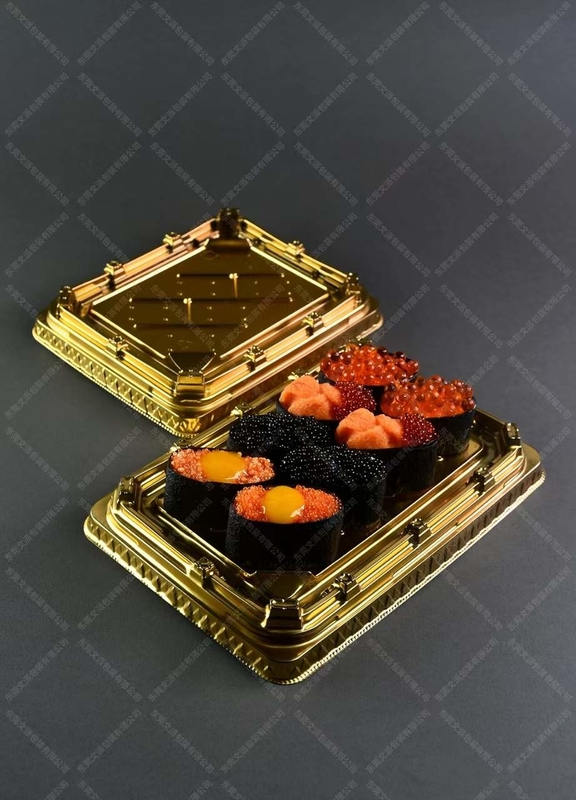Caja de sushi tradicional japonesa en plástico para servir alimentos y frutas