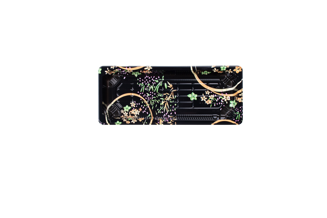 Embalaje personalizado rectangular japonés desechable para llevar bandeja de comida rápida contenedor de plástico embalaje caja de sushi bandeja con tapa