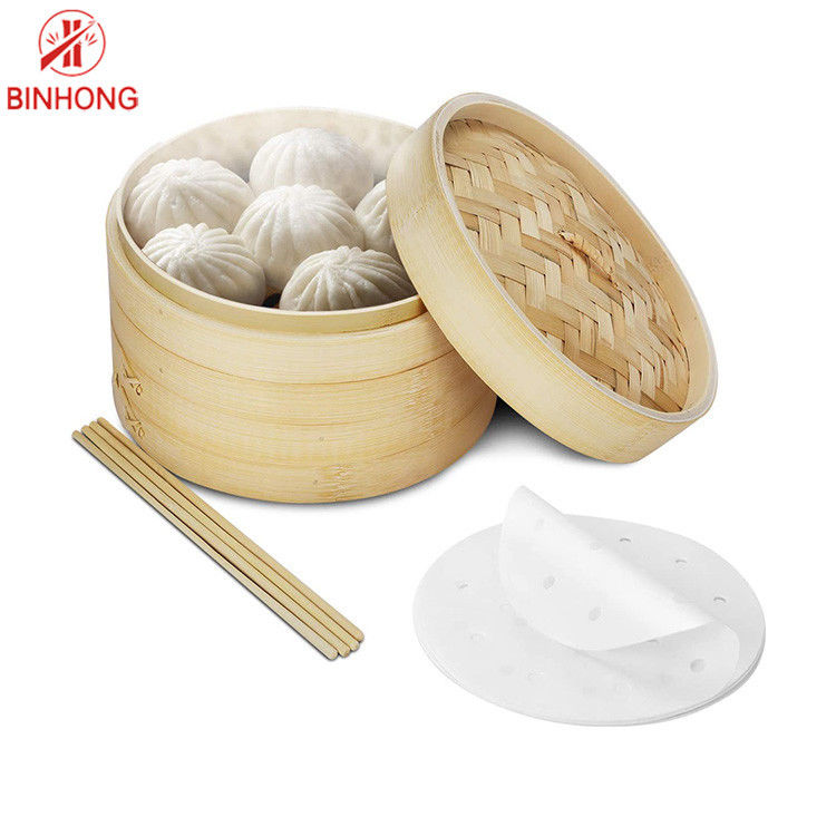 Cocina que cocina la cesta de bambú lisa de los 28cm Dim Sum