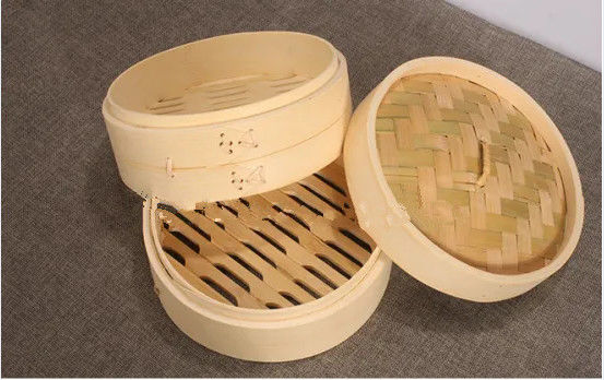 Grada de Mouldproof 2 cesta de bambú del vapor de 8 pulgadas
