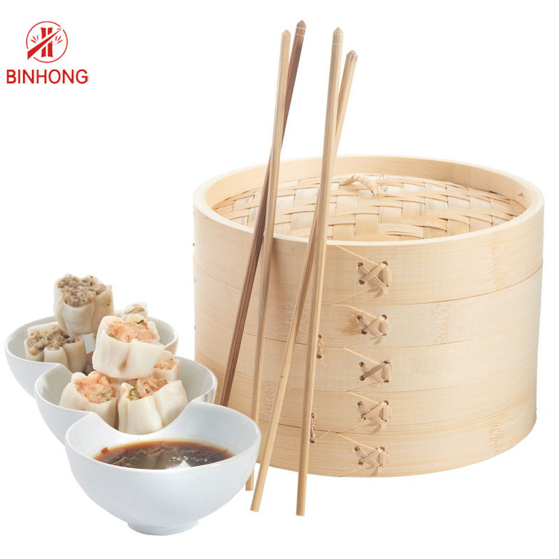 Cocina que cocina la cesta de bambú lisa de los 28cm Dim Sum