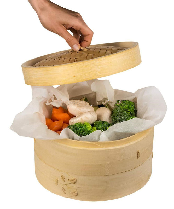 Mini Natural Bamboo Food Steamer para las bolas de masa hervida Dim Sum de los pescados de la carne de las verduras del arroz