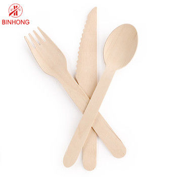 La bifurcación de madera abonable natural disponible del cuchillo de los cubiertos del restaurante del OEM cucharea degradable