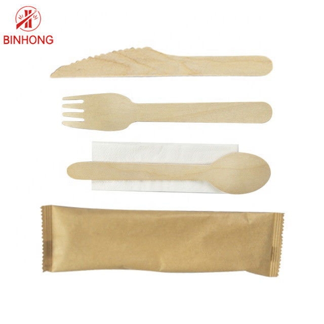 Sistema de madera/de bambú disponible de los cubiertos con el cuchillo de la cuchara de la bifurcación