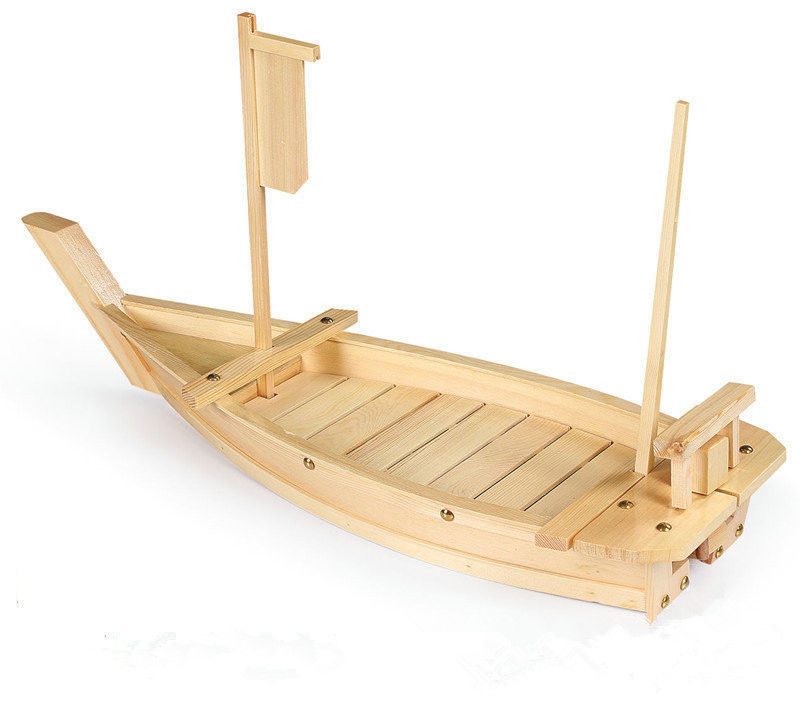 Barco de bambú sostenible Tray With Flagpole del sushi de los 70cm