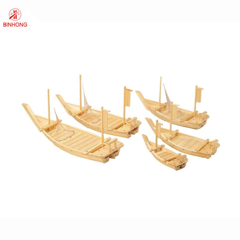Barco de bambú sostenible Tray With Flagpole del sushi de los 70cm
