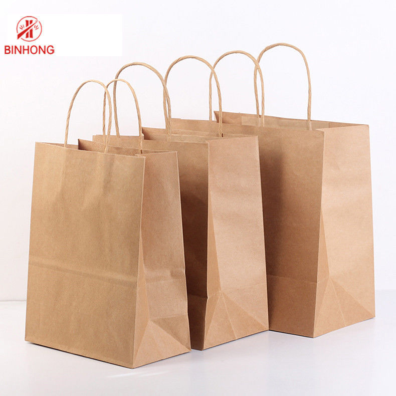 Manija plana reutilizable Flexo que imprime Kraft Carry Bags de papel