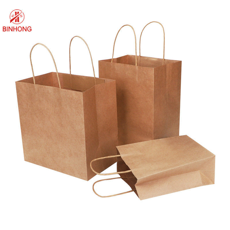 Manija plana reutilizable Flexo que imprime Kraft Carry Bags de papel