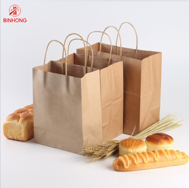 Bolsa de papel de encargo de Logo Brown Flexo Printing Kraft