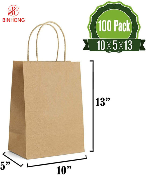 Bolsa de papel de 10×5×13 durable” Kraft con las manijas