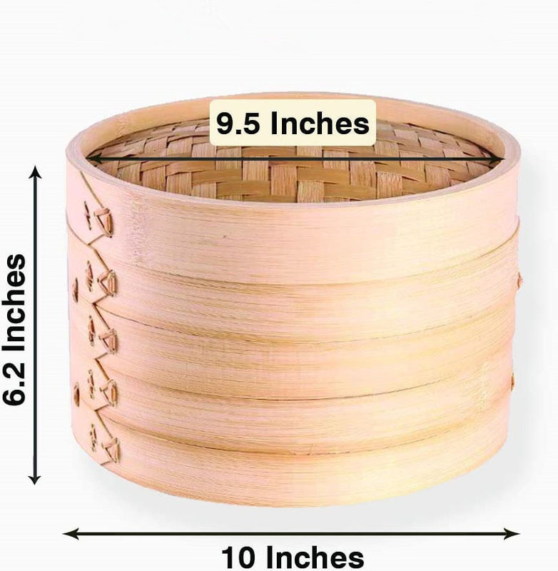 La ronda de bambú amistosa de la cesta del vapor de Eco forma el vapor de bambú de la comida de 10 pulgadas