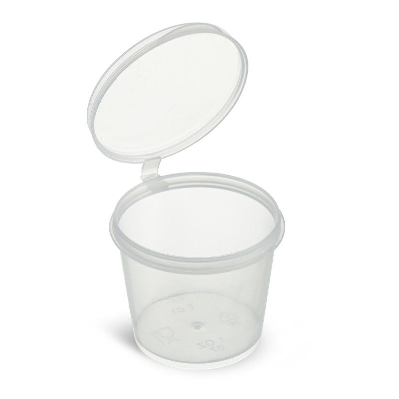 Mini taza de salsa transparente redonda de 50 ml Taza de salsa de plástico PP con tapa