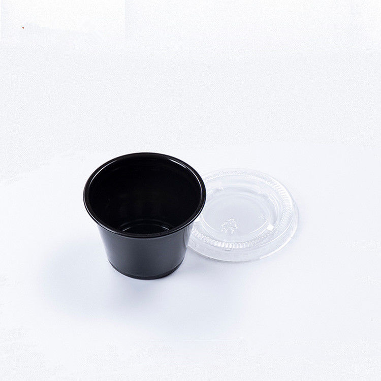 Taza disponible negra de la salsa de la tapa 1.5OZ del ANIMAL DOMÉSTICO del color