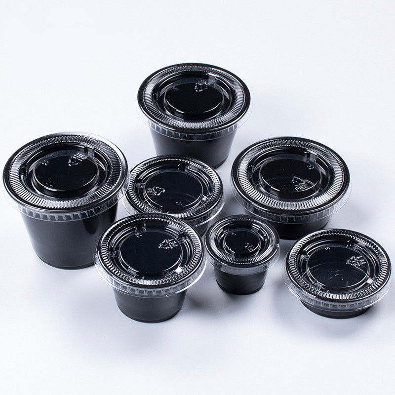 Taza disponible negra de la salsa de la tapa 1.5OZ del ANIMAL DOMÉSTICO del color