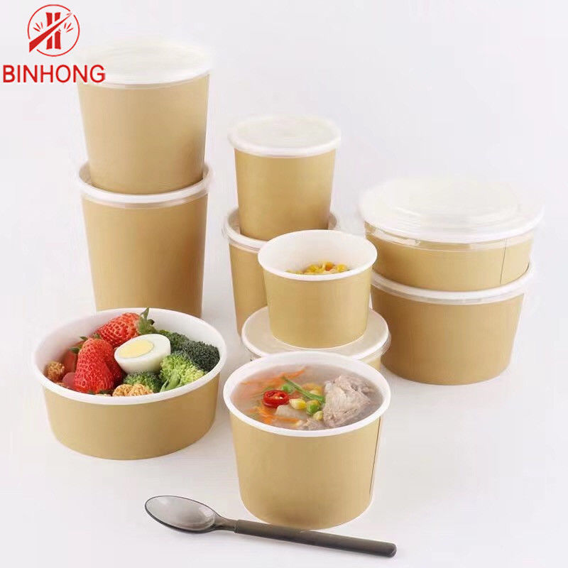 Envases para llevar de papel redondos de Kraft 32oz Eco