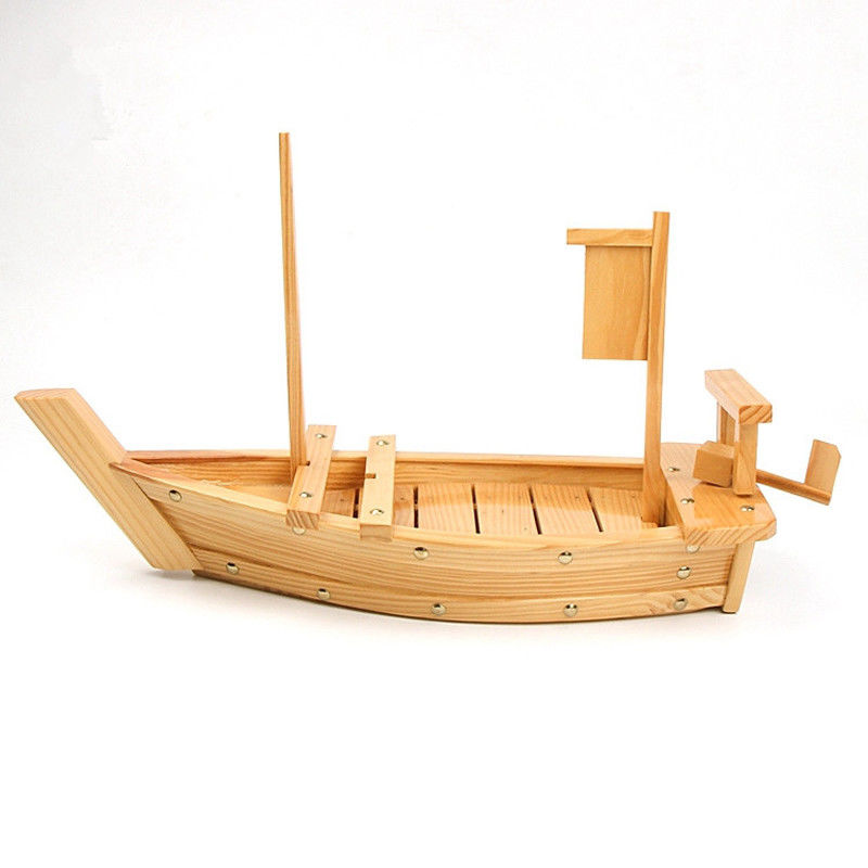 Barco de bambú sostenible Tray With Flagpole del sushi de los 70cm